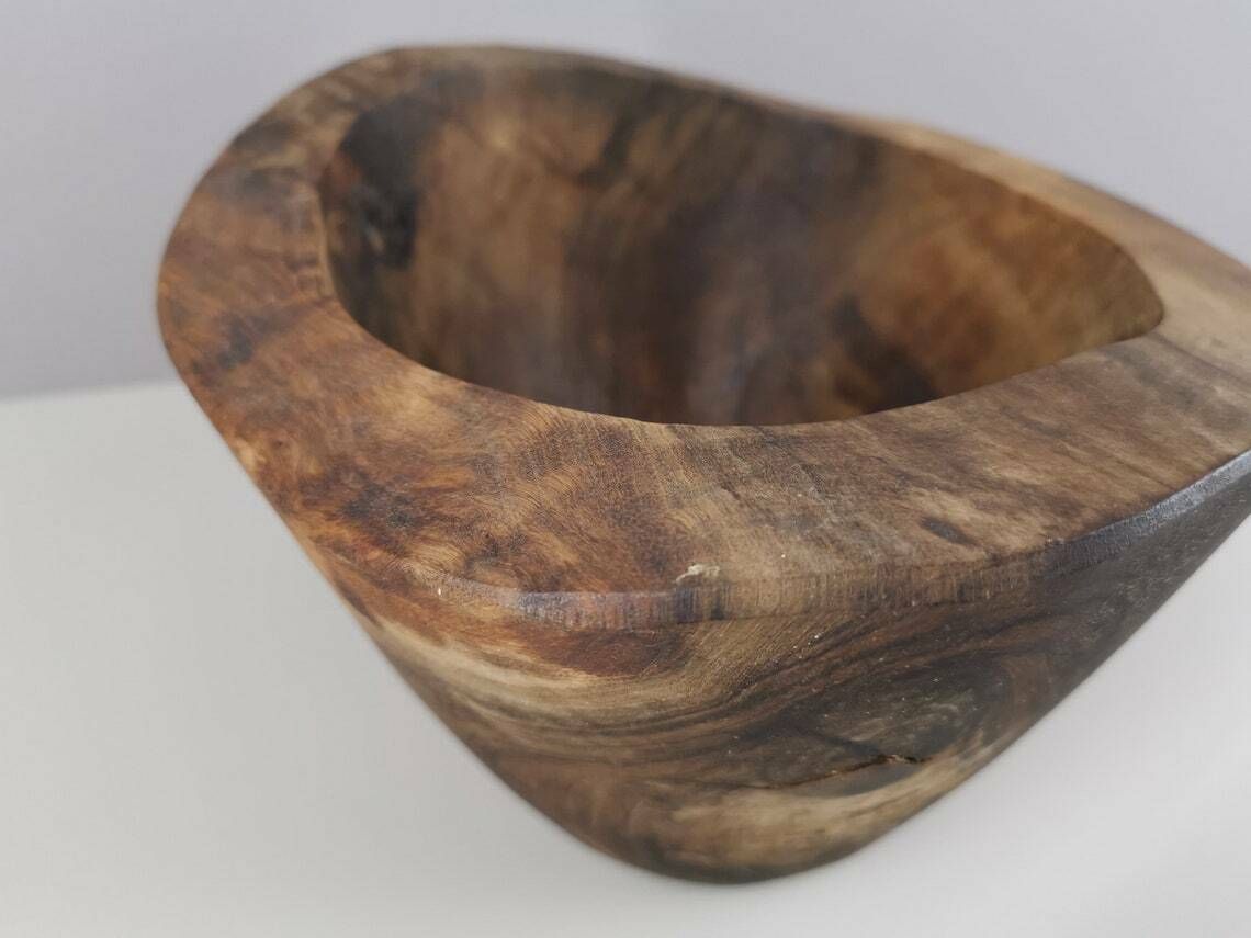 Olive Wood Cup Or Pocket Tray / 60s / Mid Century / Wabi Sabi Decoration / Xxth Century / France photo furniture