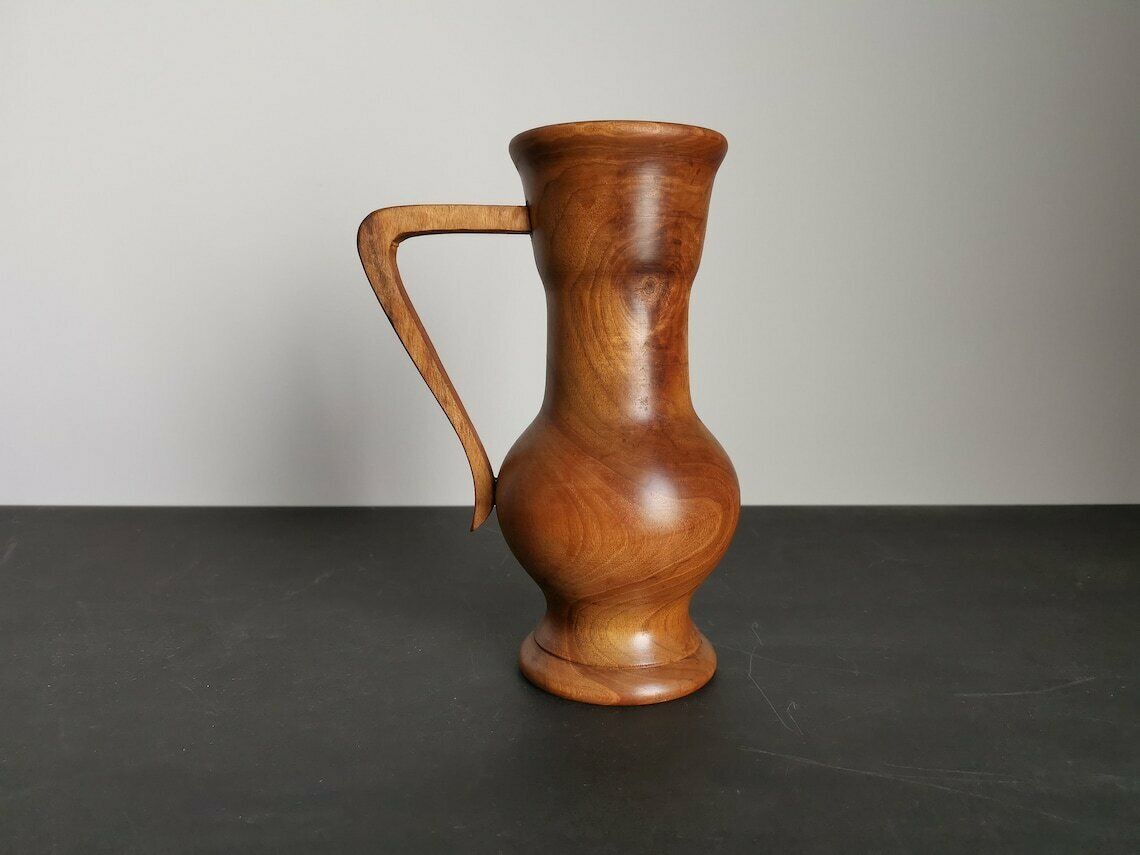 Vase In Olive Wood Turned In The Mass / Handmade / 60s / Mid Century / France / Decoration / Xxth Century photo for sale
