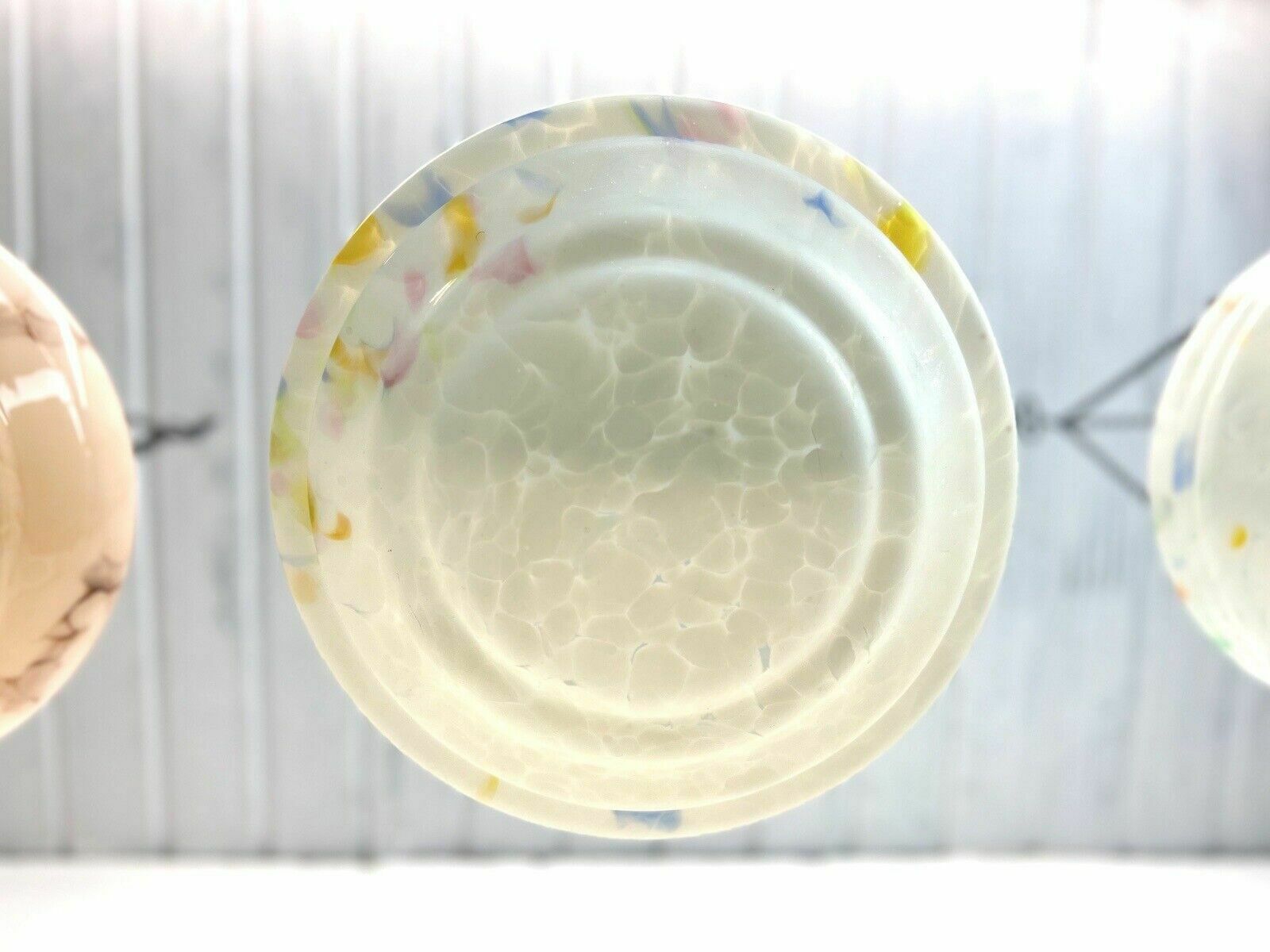 Art Deco, Multi Coloured Glass Ceiling Light Shade / Bowl & Chain photo 195.0