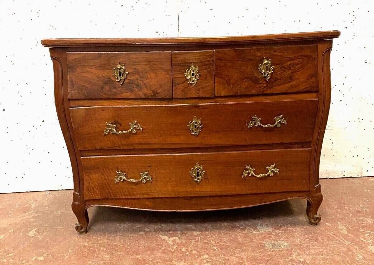 Louis XV Curved Chest Of Drawers In Solid Walnut Period 18th Century photo vinterior