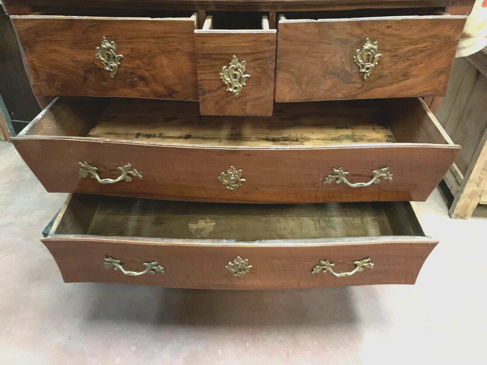 photo for sale Louis XV Curved Chest Of Drawers In Solid Walnut Period 18th Century