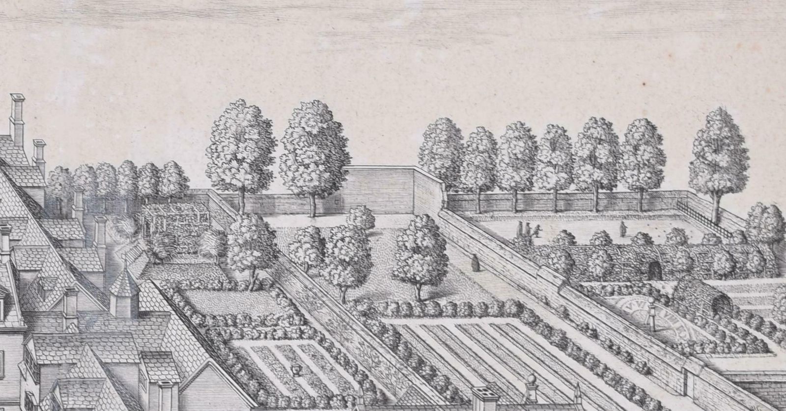 Pembroke College, Oxford David Loggan 1705 Engraving photo furniture
