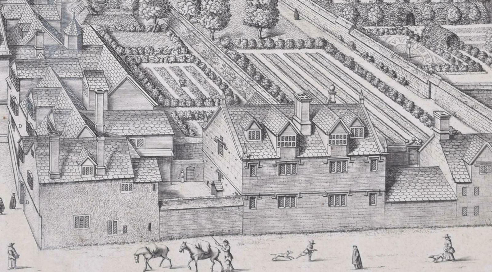 Pembroke College, Oxford David Loggan 1705 Engraving photo 1400.0