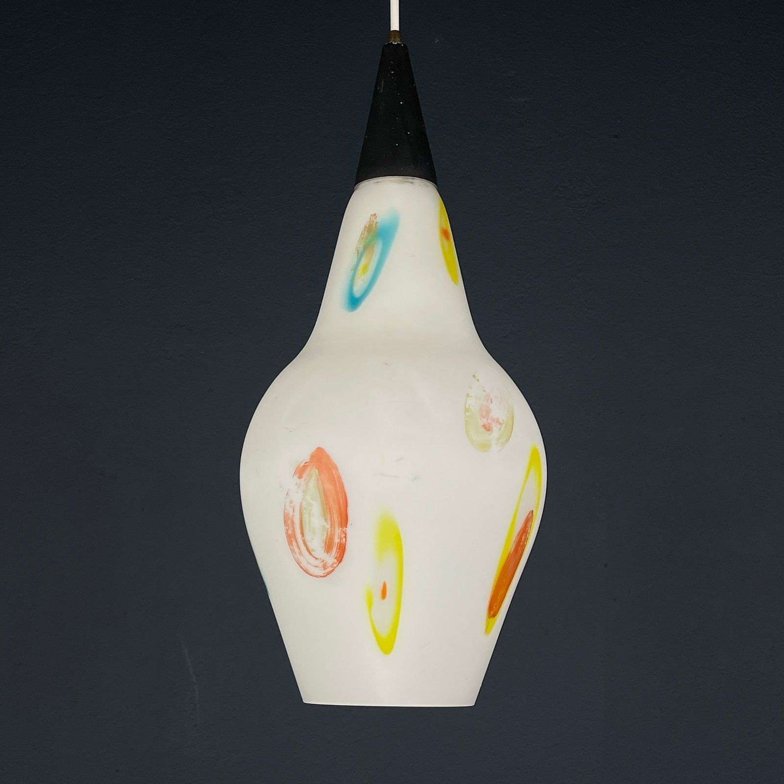 Mid Century Multicolor Opaline Murano Glass Pendant Lamp By Stilnovo Italy 1950s photo 450.0