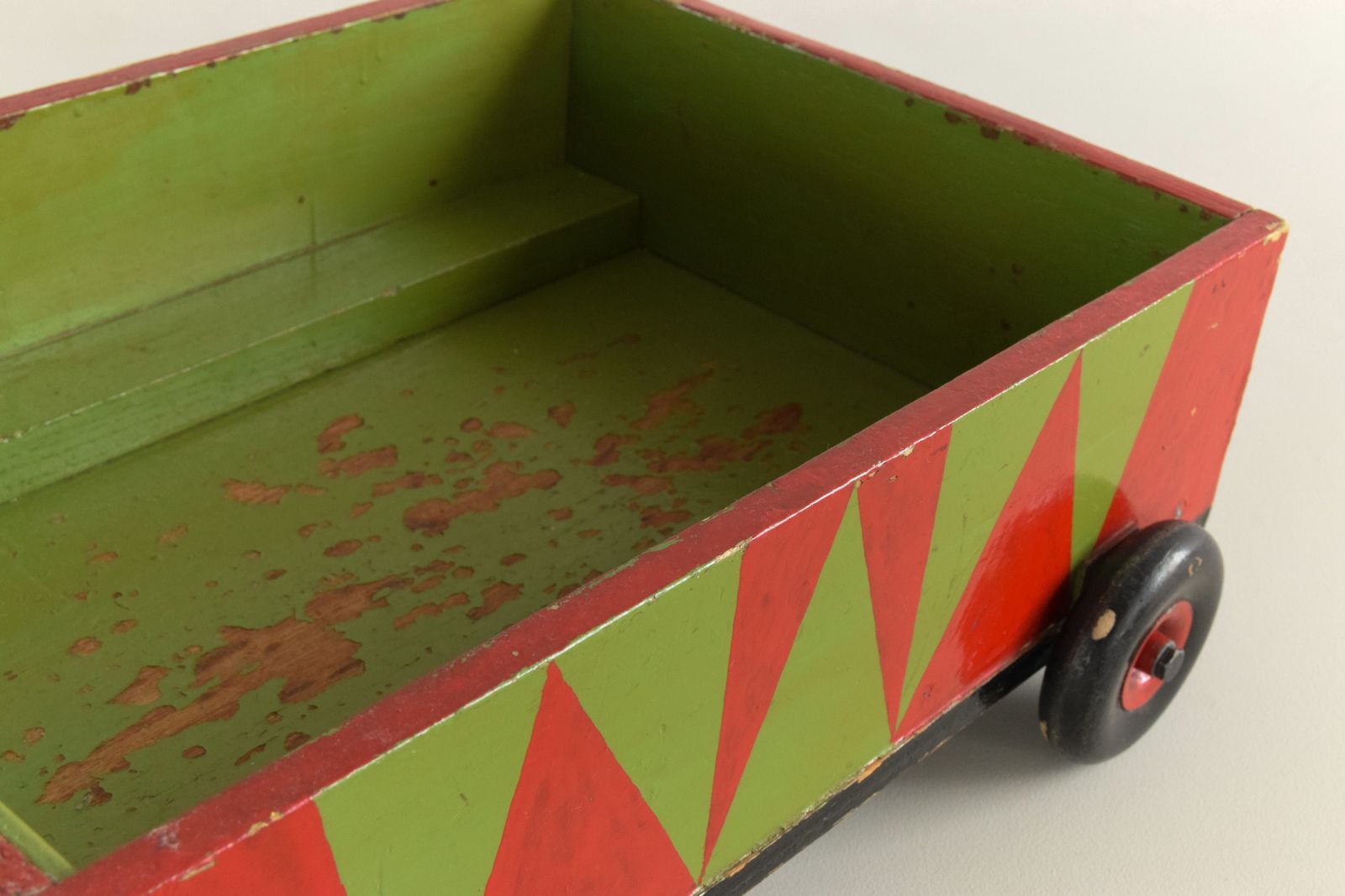 Vintage Handmade Wooden Toy Trailer photo vinterior