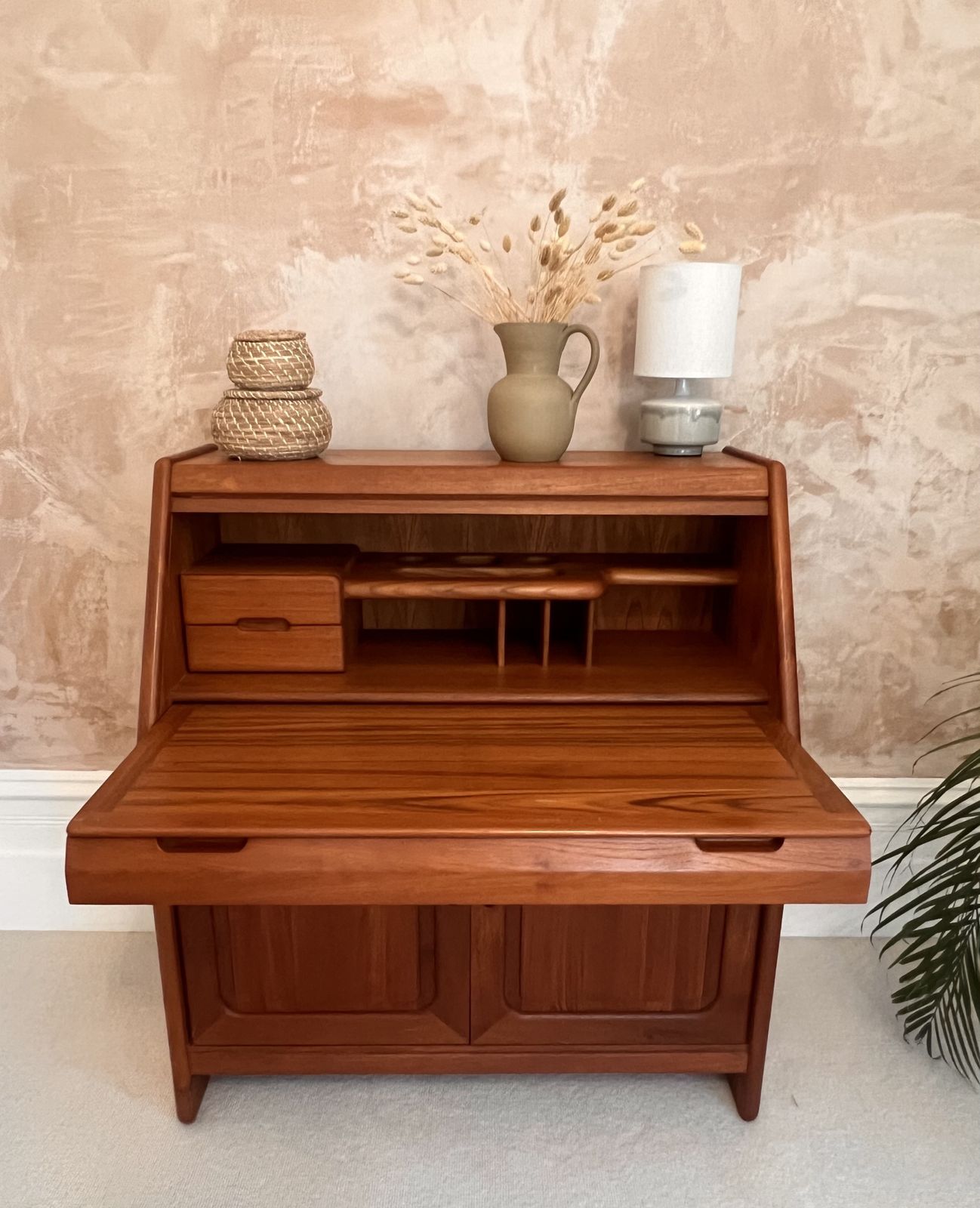 Mid Century Danish Tambour Bureau Desk Secretaire By Langeskov Mobelfabrik Mcm