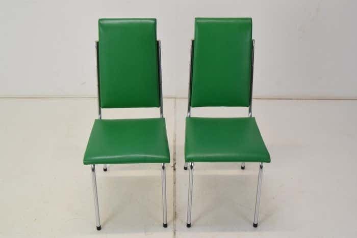 Pair Leatherette Dining Chairs Of Mid Century  Czechoslovakia 1980's photo Furniture