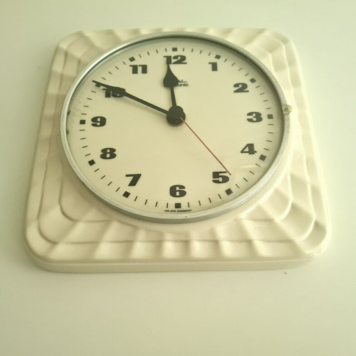 Vintade Ceramic Mid Century Diehl Electronic Wall Clock Germany 70s photo buy