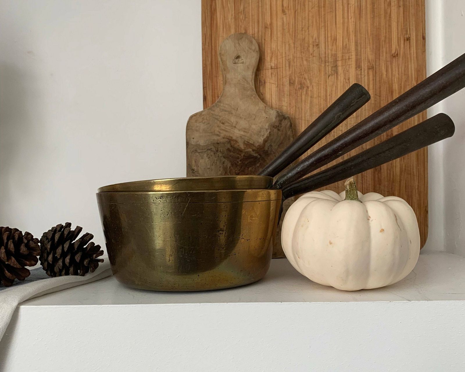Set Of Copper Saucepans|Vintage Copper Kitchenware|Rustic Saucepans|Country Kitchen Decor Sauté Pans photo for sale