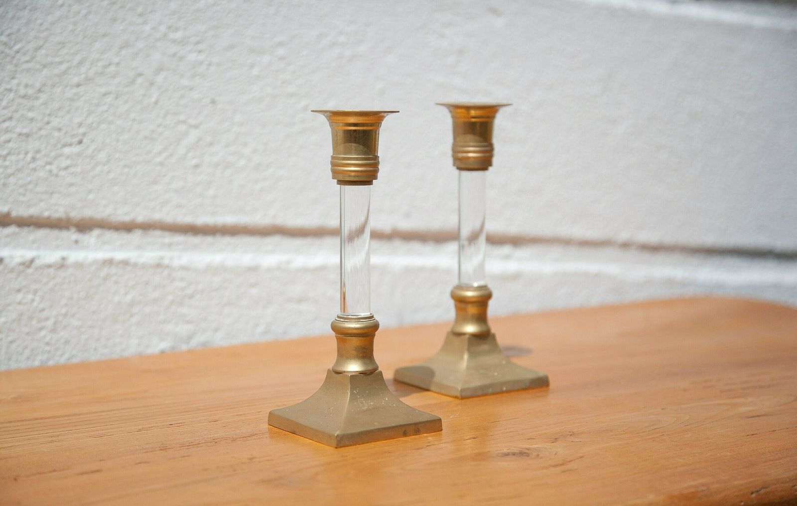 photo furniture Pair Of Vintage Candlestick, Brass And Lucite Candlestick, Candle Holder, Plexiglass Column Candlestick, Neoclassical, Candle Holder,Candlestick