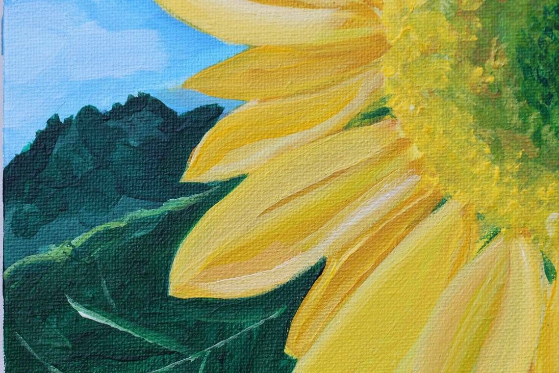 Original New Art  Acrylic On Stretched Canvas  Sunflower In Summer  Signed Artist Ah photo 200.0