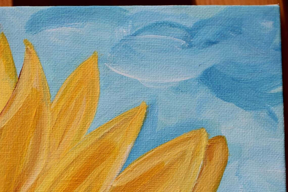 photo for sale Original New Art  Acrylic On Stretched Canvas  Sunflower In Summer  Signed Artist Ah