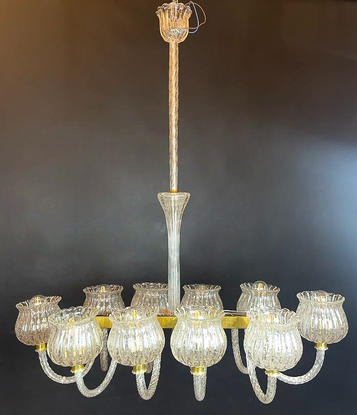 Murano Glass Chandelier, Barovier Style, Italy, 1950s photo for sale