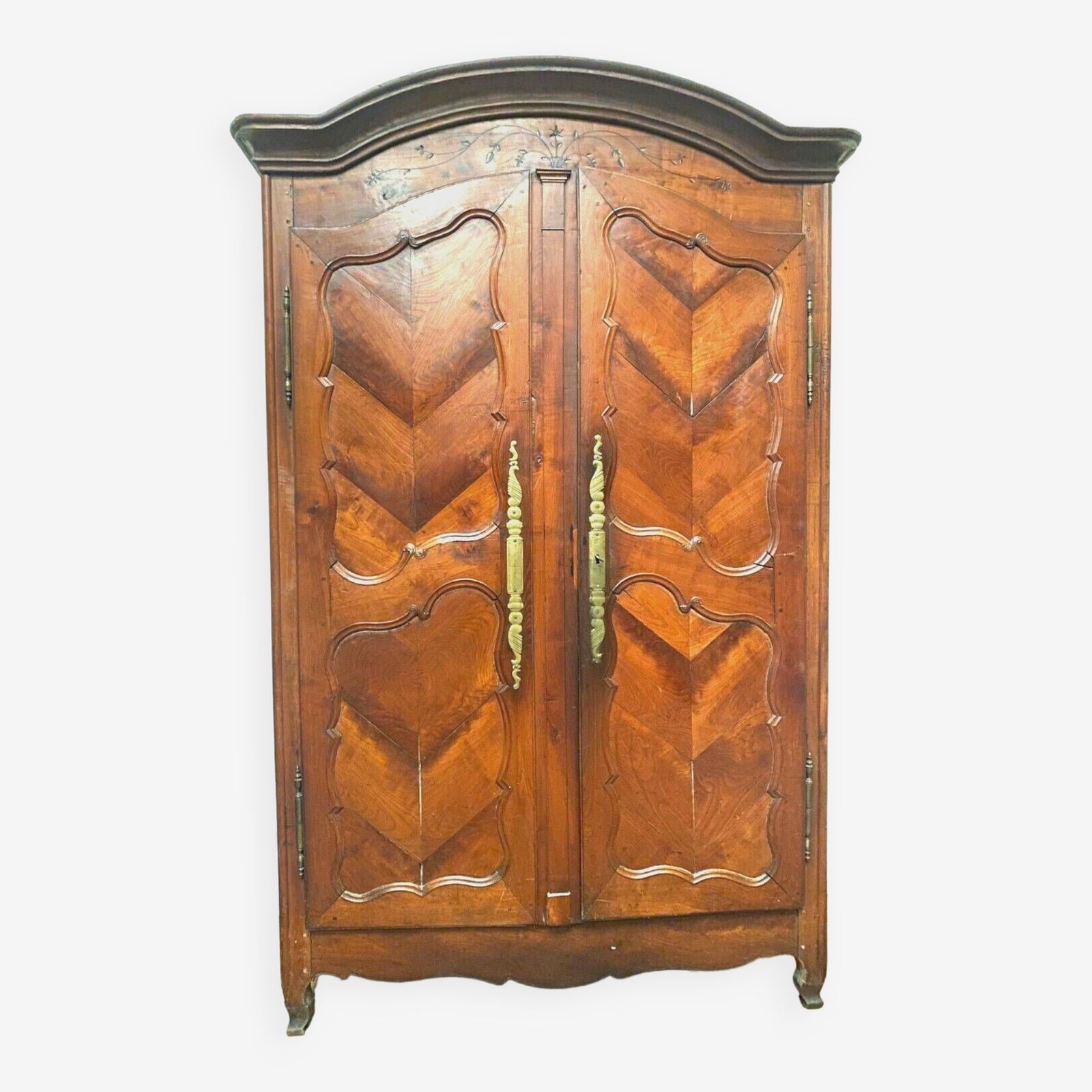 Louis XV Cabinet With Gendarme Hat In Solid Cherry Wood 18th Century