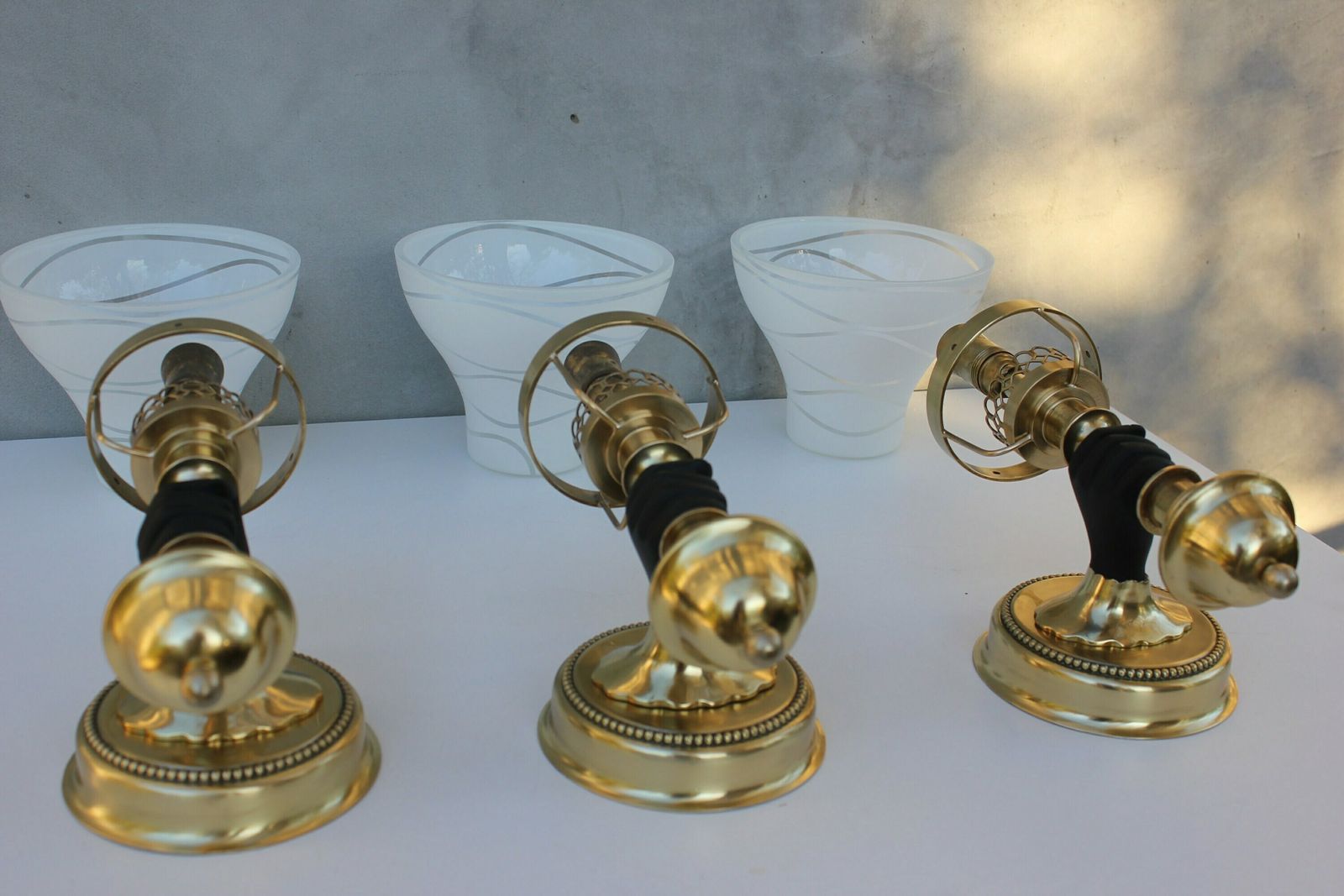 photo furniture Set Of Three Maison Jansen Sconces Hand With Torch Wall Mounted Lamps, Black And Brass Light Fixture, John Devoluy Wall Light, Wall Lamp
