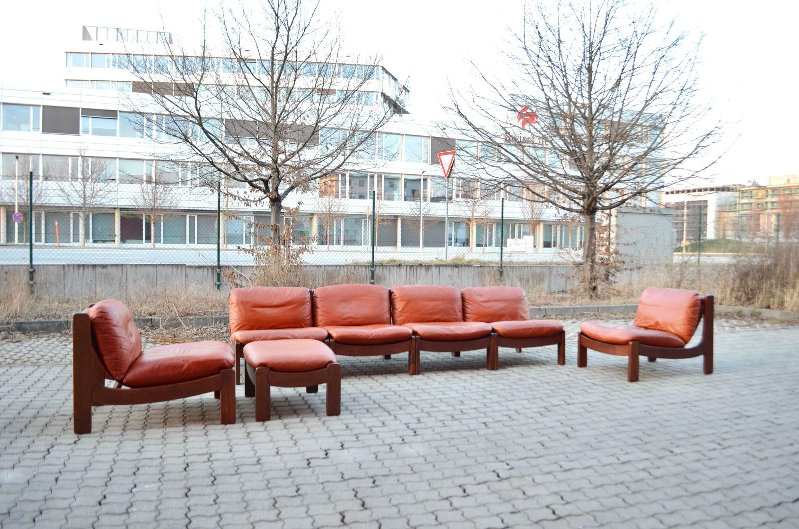 Vintage Sling Modular Cognac Leather Sectional Sofa Germany Chapo Era photo furniture