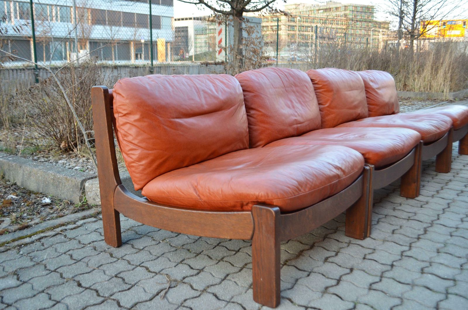 Vintage Sling Modular Cognac Leather Sectional Sofa Germany Chapo Era photo vinterior