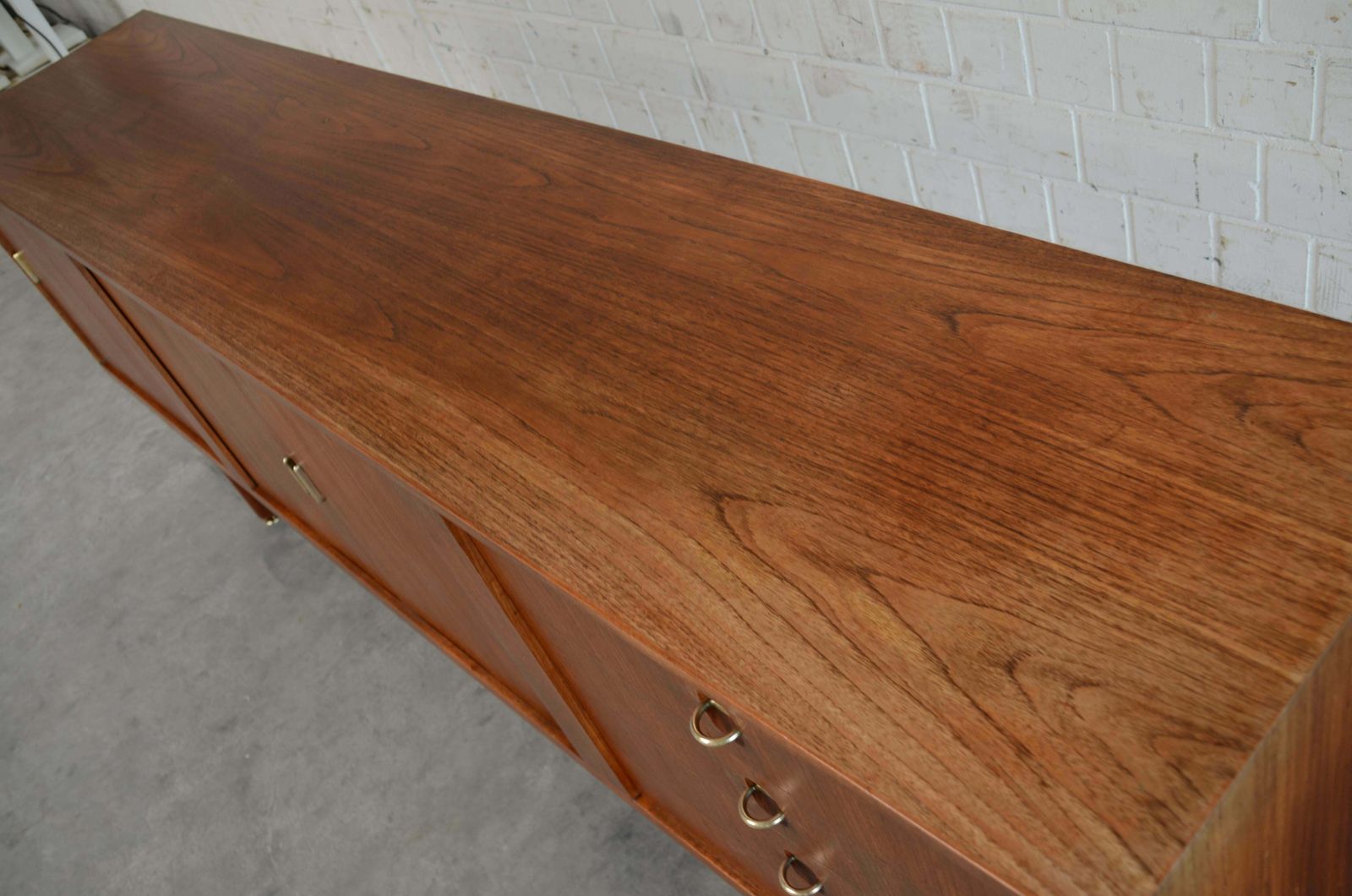 Aksel Bender Madsen & Ejner Larsen Sideboard In Teak & Brass With Tambour Doors photo buy