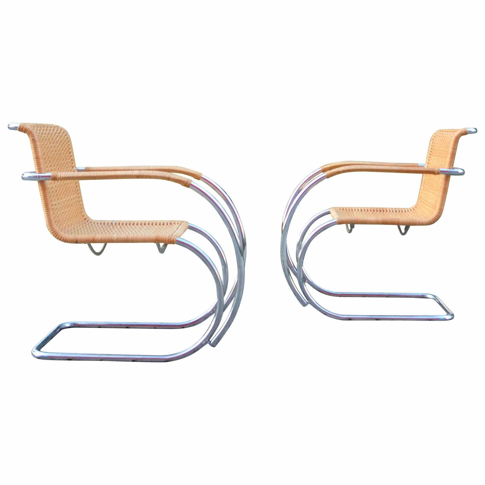 Early Thonet S533 Rf Cane Weißenhof Armchair Chair Mies Van Der Rohe Set Of 2
