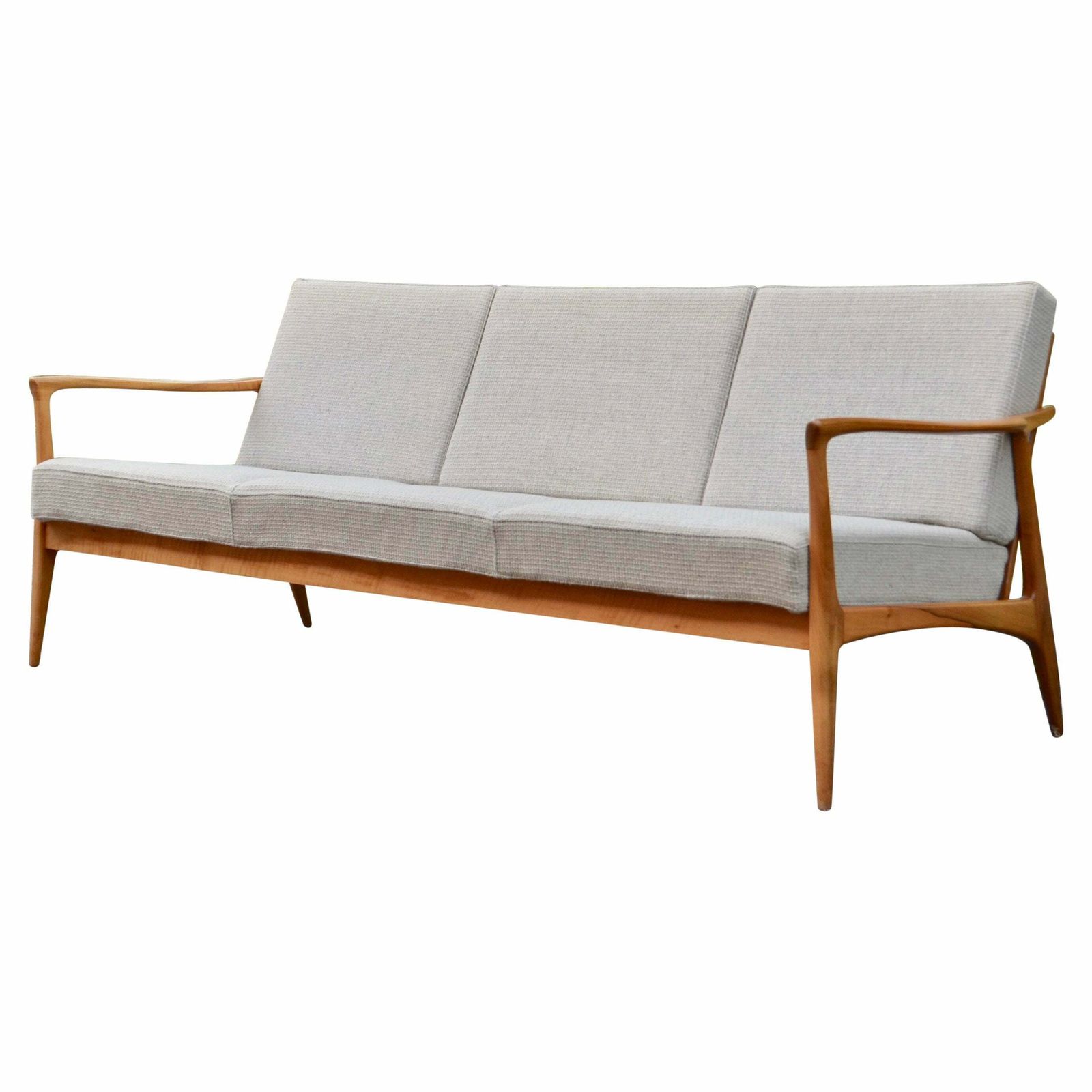 Wilhelm Knoll Antimott Walnut Mid Century Sofa Grey Wool