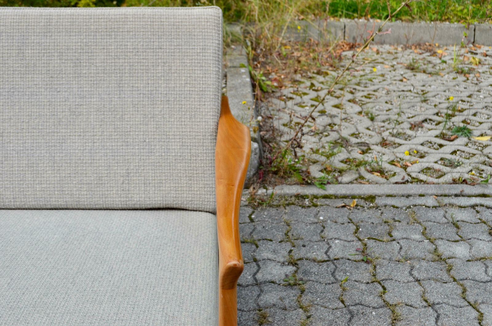 Wilhelm Knoll Antimott Walnut Mid Century Sofa Grey Wool photo vintage