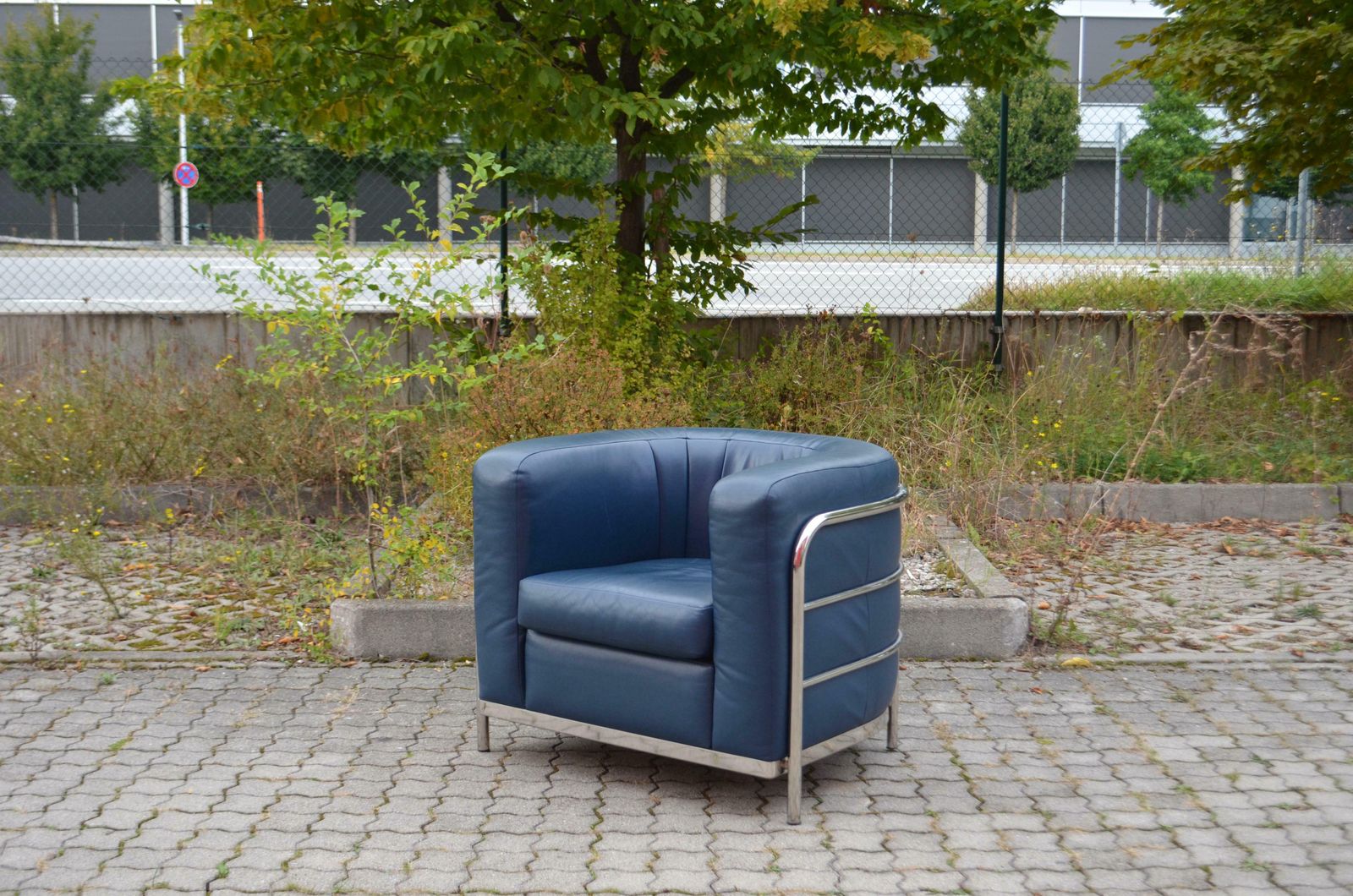photo vintage Zanotta Onda Ensemble Lounge Set Sofa & 2 Armchair Blue Leather