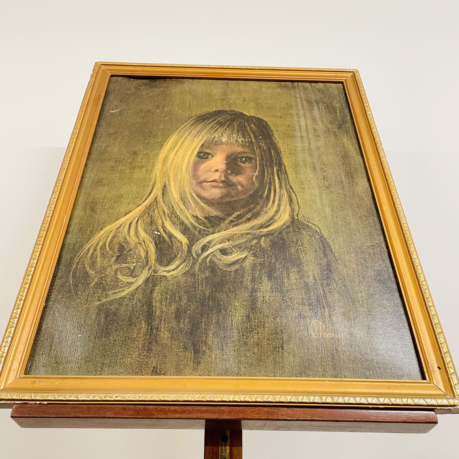 Vintage Print Of A Girl, Framed + Signed Pearson 1970 photo 145.0