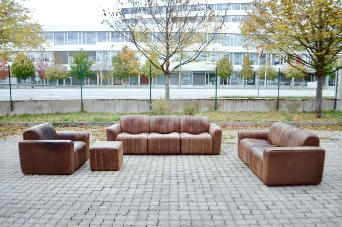 Ernst Lüthy De Sede Modular Lounge Suite Leather Sofa Brown 1970 photo Furniture