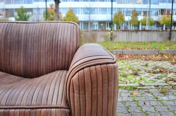 photo furniture Ernst Lüthy De Sede Modular Lounge Suite Leather Sofa Brown 1970