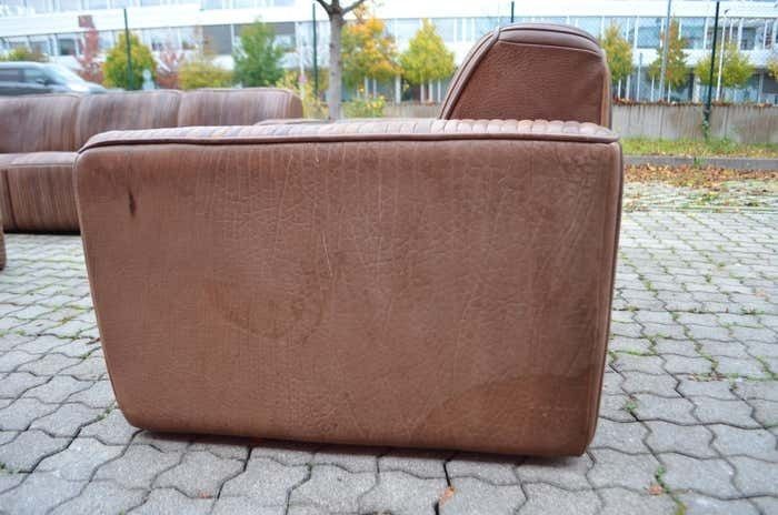 photo vinterior Ernst Lüthy De Sede Modular Lounge Suite Leather Sofa Brown 1970