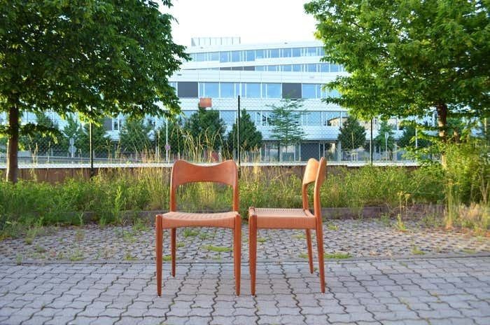 Arne Hovmand Olsen Teak Papercord Dining Chair For Mogens Kold Set Of 2 photo furniture