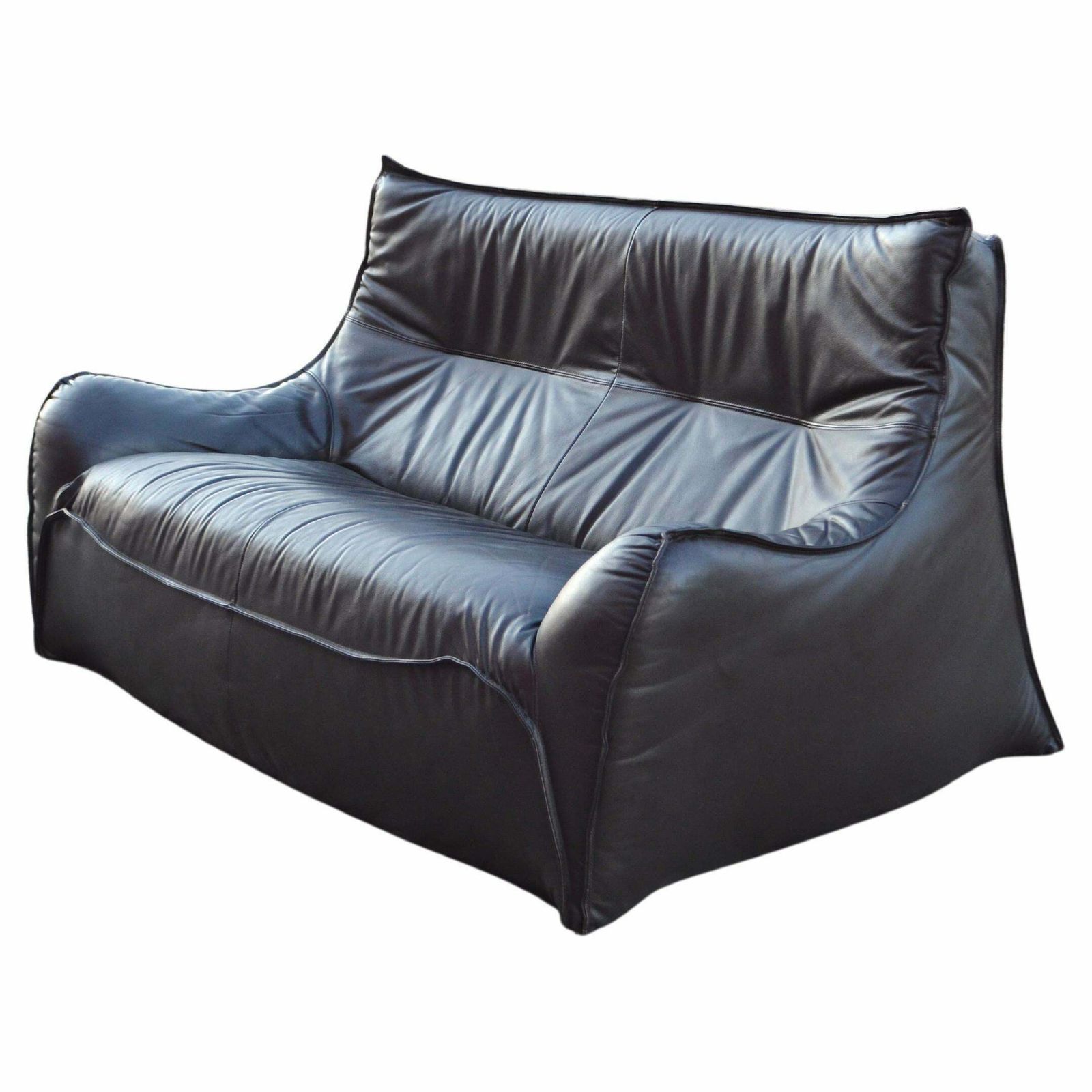 Rare Ligne Roset Model Satan By Bernard Govin Brown Leather Togo Sofa