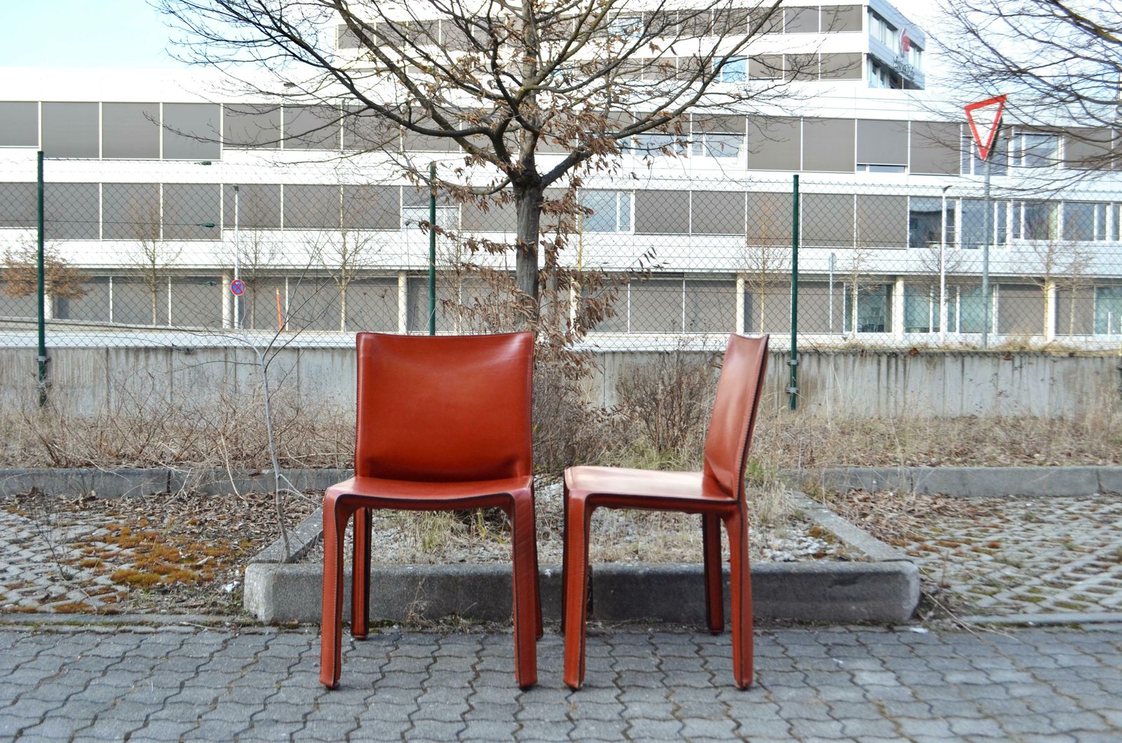 Cassina Taxi 412 China Red Leather Dining Chair Set Of 4 photo 7412.0