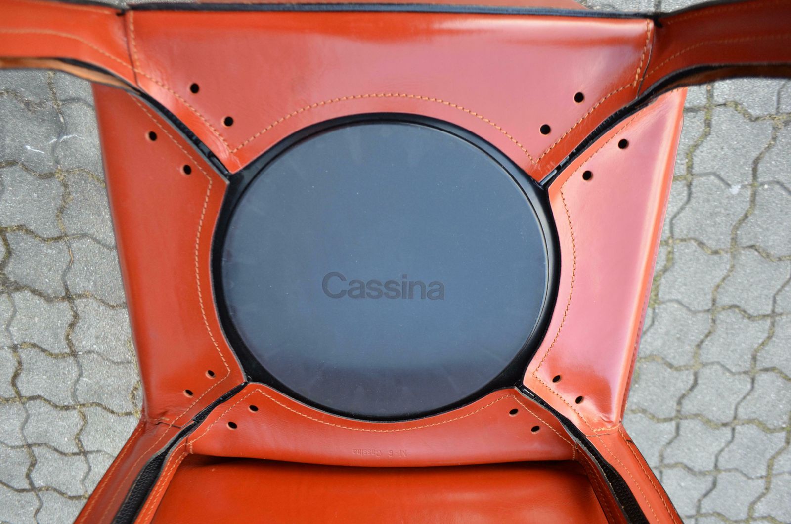 Cassina Taxi 412 China Red Leather Dining Chair Set Of 4 photo vinterior