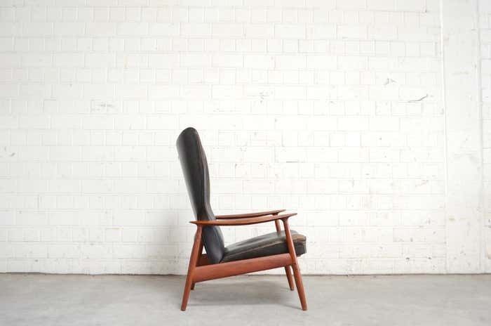 photo for sale K. Rasmussen For Peter Wessel Wingback Leather Lounge Chair, 1960