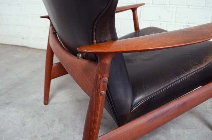 photo buy K. Rasmussen For Peter Wessel Wingback Leather Lounge Chair, 1960