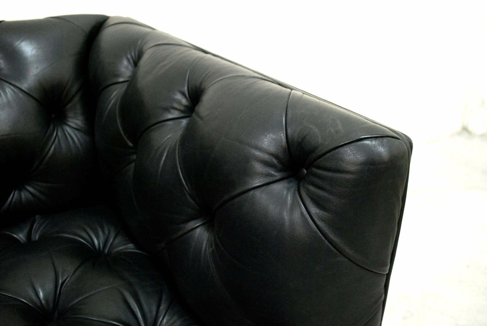 Wittmann Black Leather Sofa Model Edwards Design By Eward B. Tuttle photo buy
