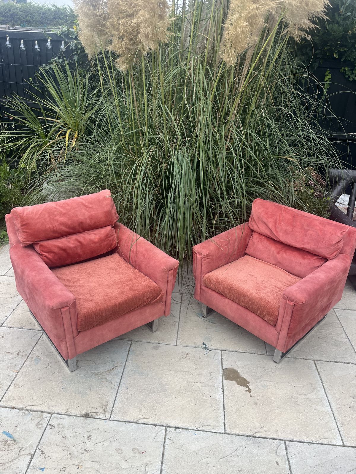 Pair Of Mid Century Velvet Armchairs