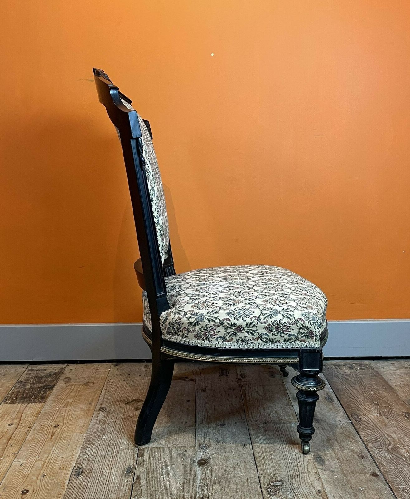 Victorian Ebonised Nursing Chair With Gilt Metal Mounts photo Furniture