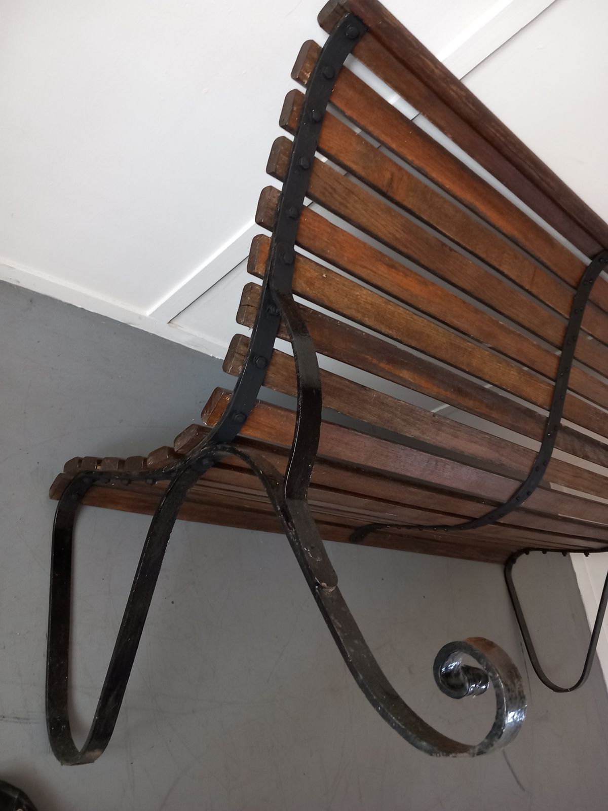 photo furniture Garden Bench, 1930s, Oak, Antique