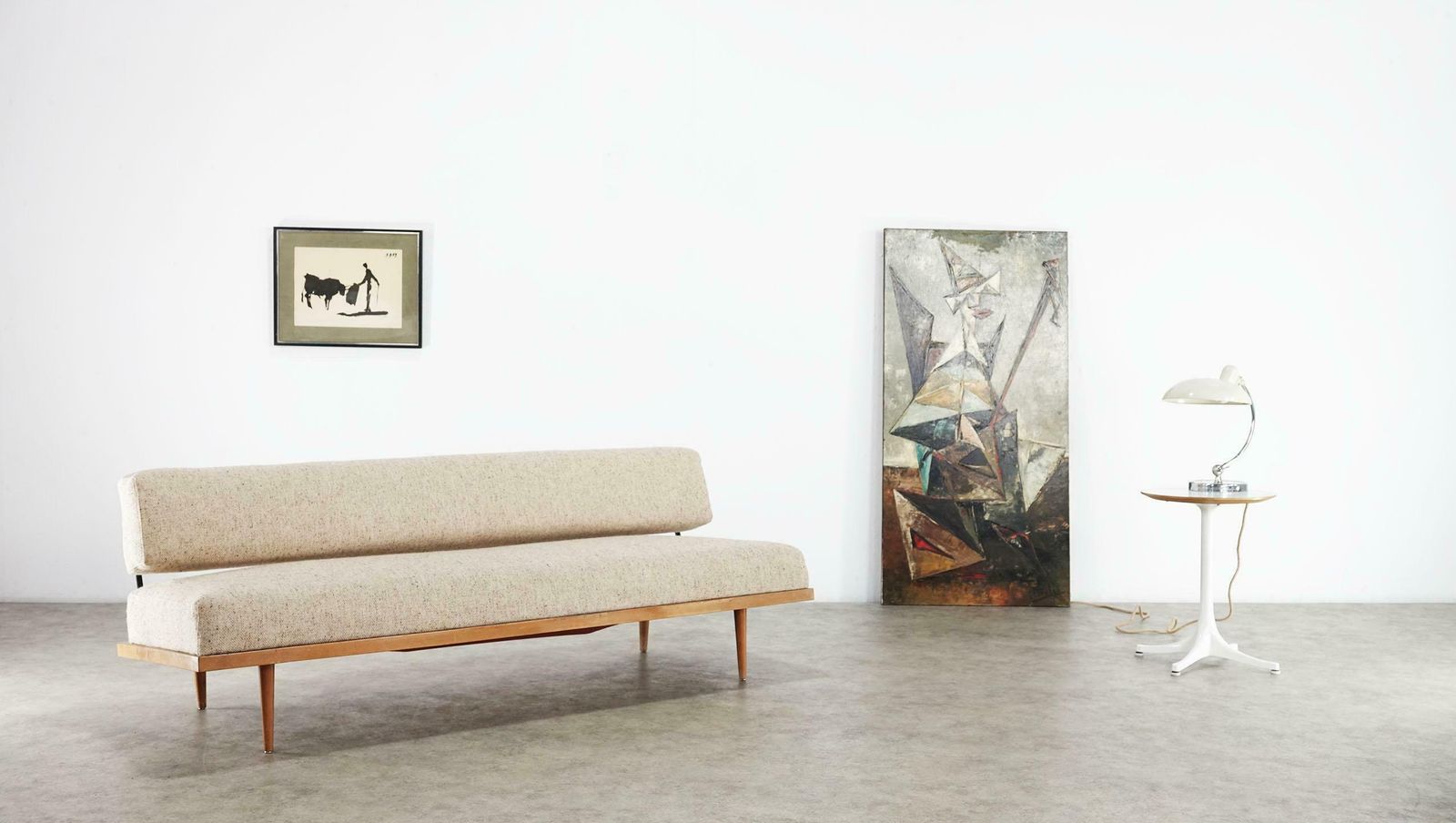 Josef Pentenrieder Minimalist Daybed Convertible Sofa For Hans Kaufeld, 1954 photo for sale