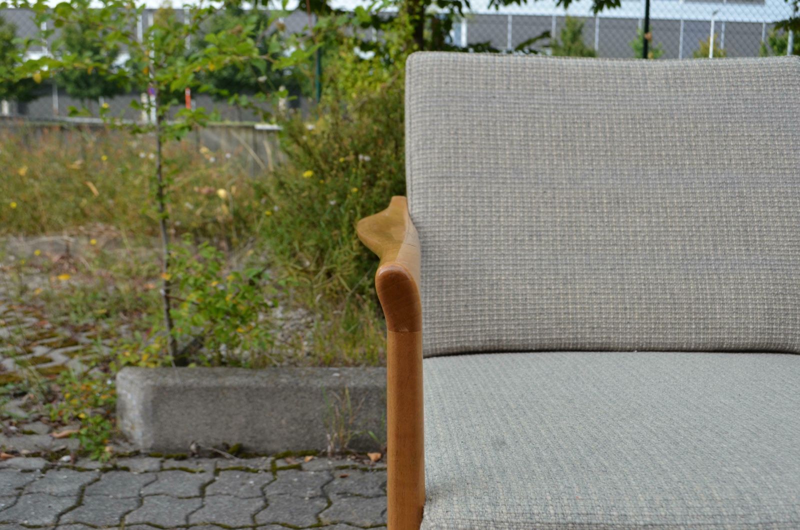Wilhelm Knoll Antimott Walnut Mid Century Armchair Grey Wool photo buy