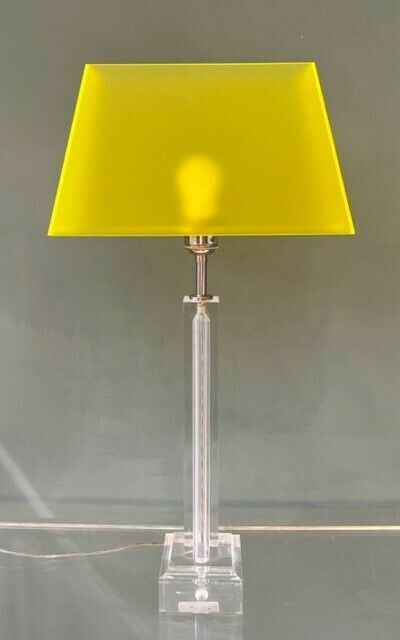 Early 21st Century Italian/English Acrylic Table Lamp With An Opaque Yellow Or Translucent Orange Acrylic Shade photo furniture