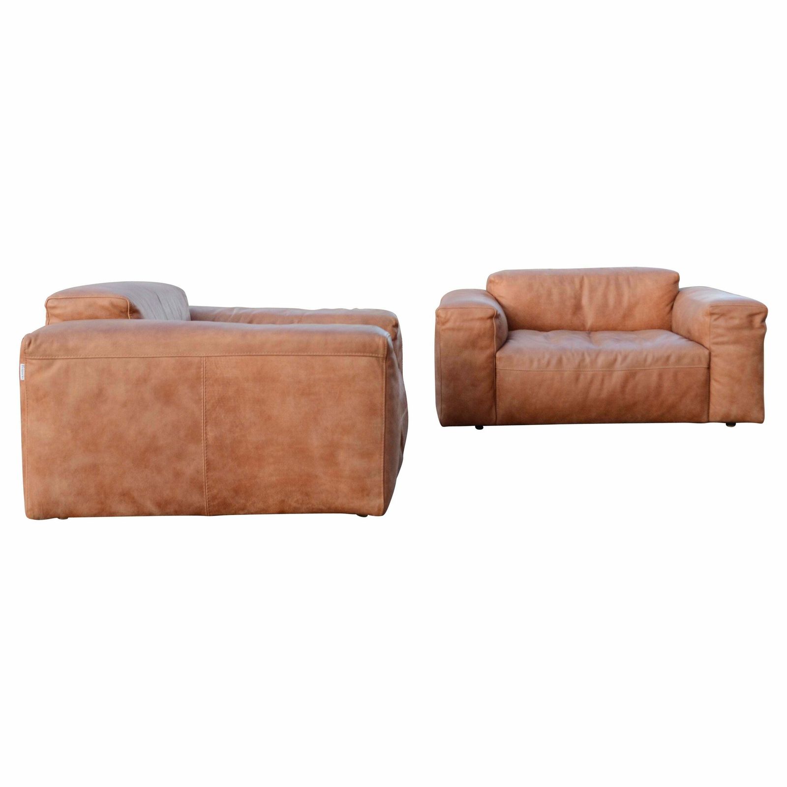 Frigerio Salotti Modell Cooper Loveseat Armchair Leather Chair Cognac Set Of 2