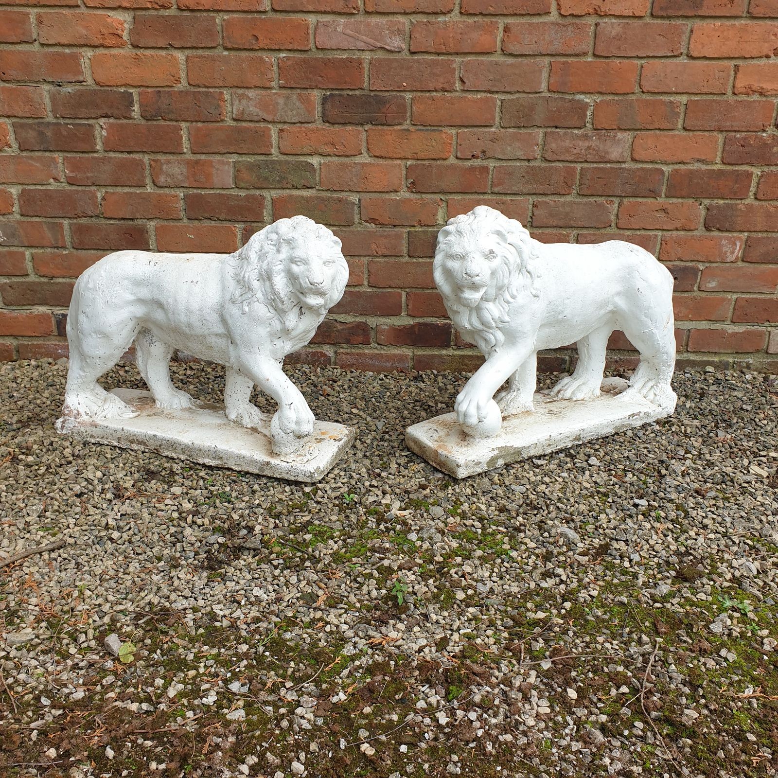 Large Pair Stone Lions, 1900s, Antique