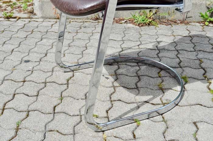 photo buy Cidue Dining Armchairs Chairs Design By Willy Rizzo Set Of 6 Chrome And Leather