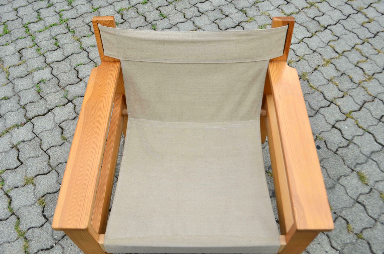 photo furniture Erik Worts Model Form Canvas Safari Spanish Pine Lounge Chair 1977 Vintage Ikea