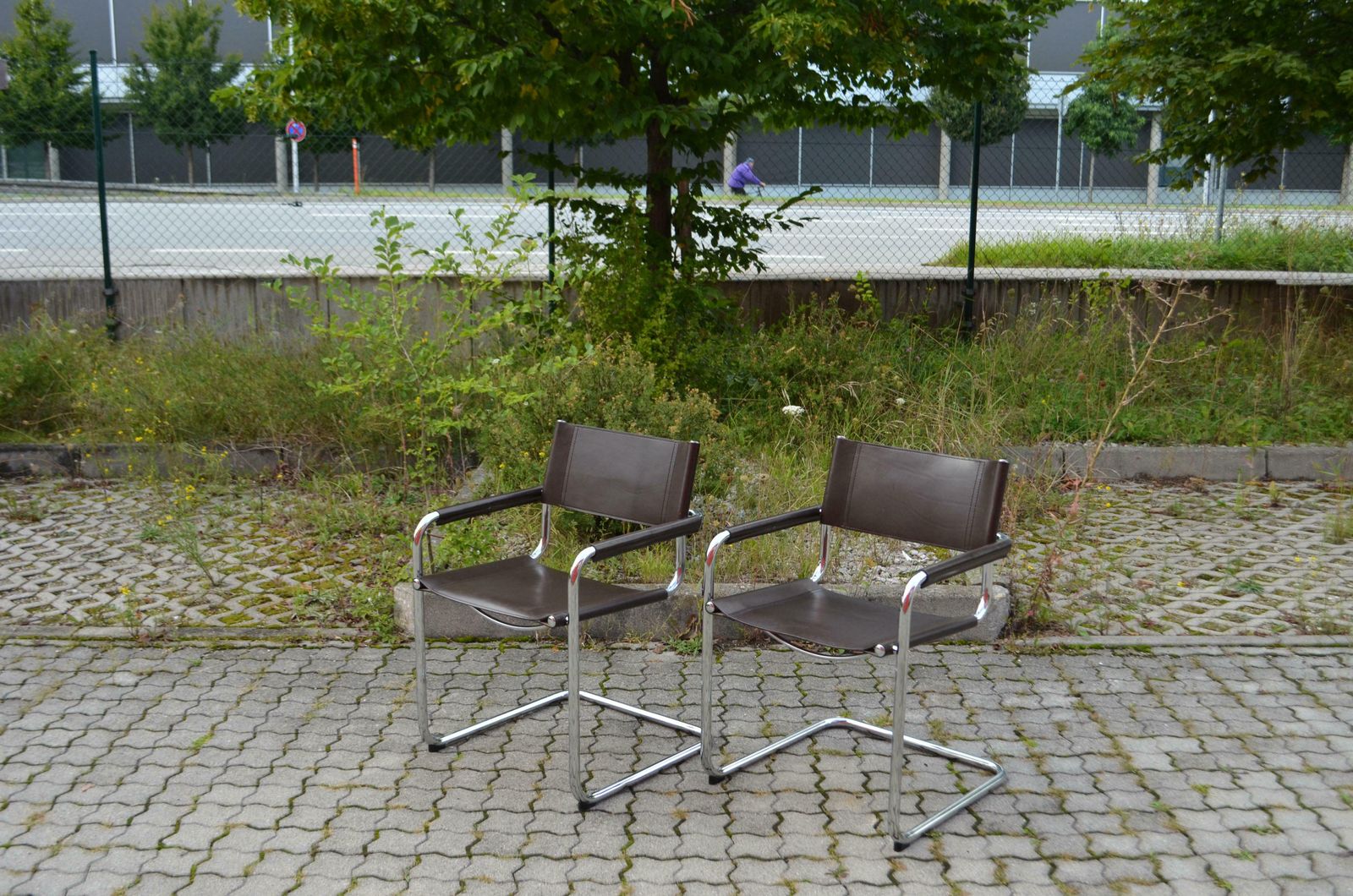 Fasem Vintage Italy Brown Leather Dining Chairs Armchairs Cantilever Set Of 2 photo Furniture