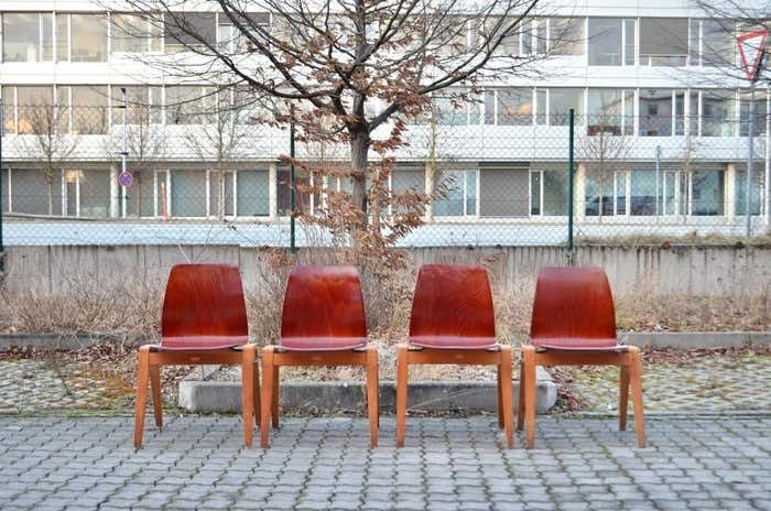 Mid Century Bentwood Plywood Chairs Stackable By Royal Germany Set Of 4 photo 1588.0