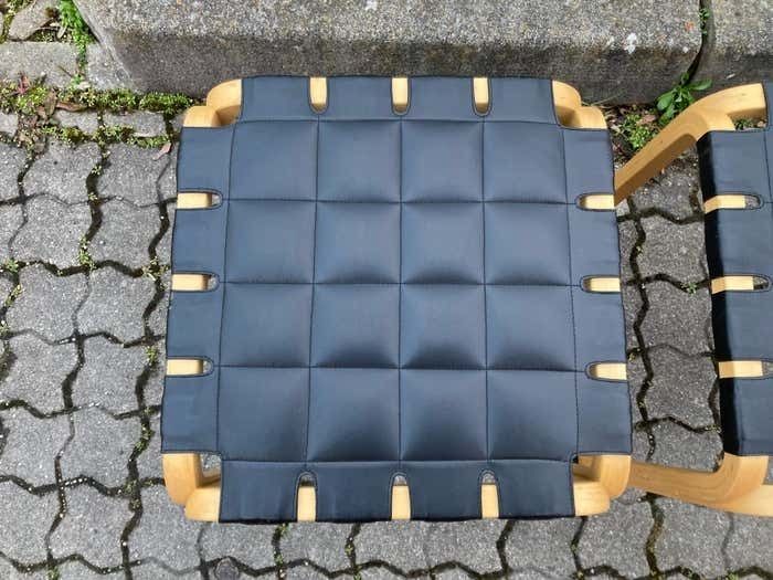 Alvar Aalto For Artek Model Y61 Stool Chair Black Leather 1 Of 2 photo 2648.0